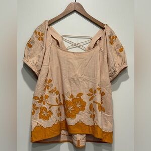 Madewell Embroidered Lace-Up Back Women’s Top